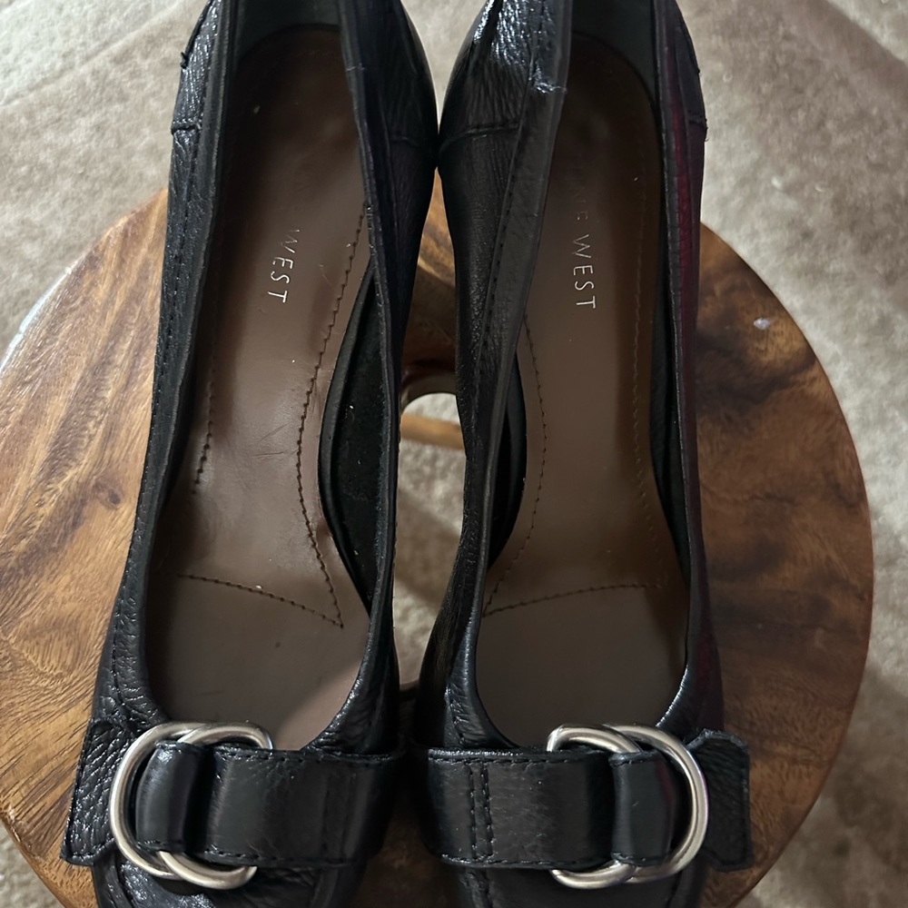 Nine West Black Buckle Heels